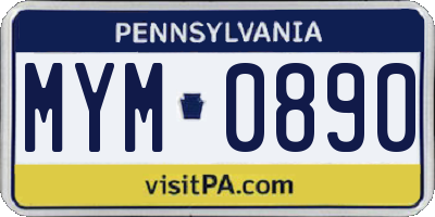 PA license plate MYM0890