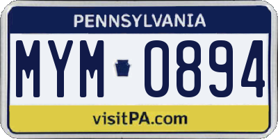 PA license plate MYM0894