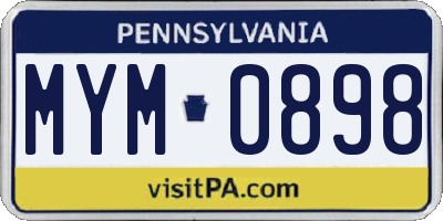 PA license plate MYM0898