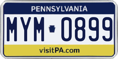PA license plate MYM0899