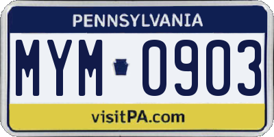 PA license plate MYM0903