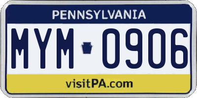 PA license plate MYM0906