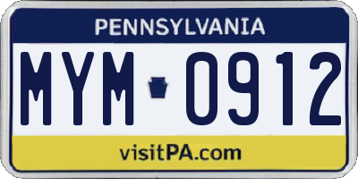 PA license plate MYM0912