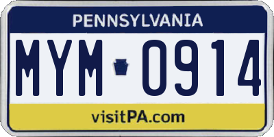 PA license plate MYM0914