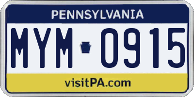 PA license plate MYM0915