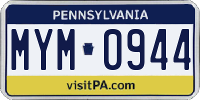PA license plate MYM0944