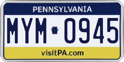 PA license plate MYM0945