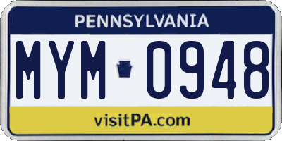 PA license plate MYM0948