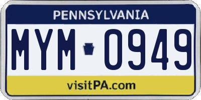 PA license plate MYM0949