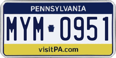 PA license plate MYM0951