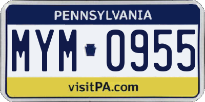 PA license plate MYM0955