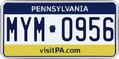 PA license plate MYM0956