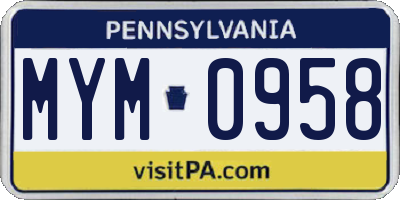 PA license plate MYM0958