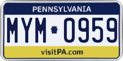PA license plate MYM0959