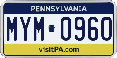 PA license plate MYM0960