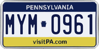PA license plate MYM0961