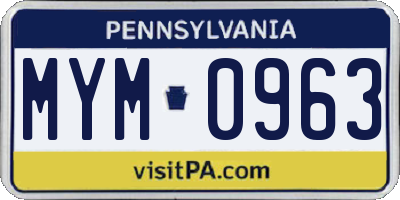 PA license plate MYM0963