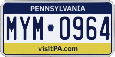 PA license plate MYM0964