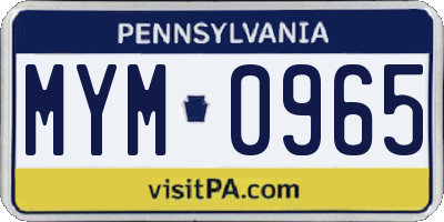 PA license plate MYM0965
