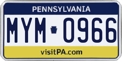 PA license plate MYM0966