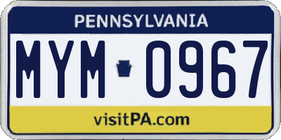 PA license plate MYM0967
