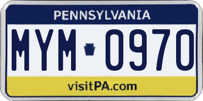 PA license plate MYM0970