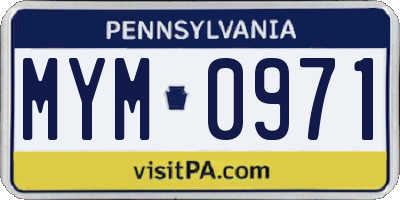 PA license plate MYM0971