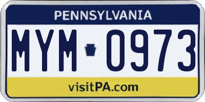 PA license plate MYM0973