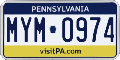 PA license plate MYM0974