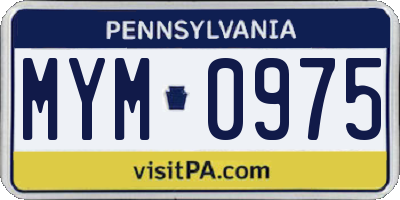 PA license plate MYM0975