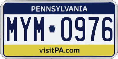 PA license plate MYM0976