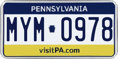 PA license plate MYM0978
