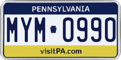PA license plate MYM0990