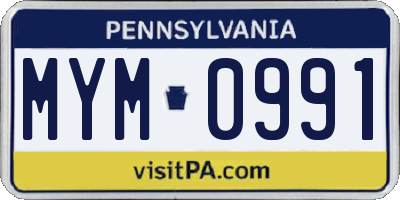 PA license plate MYM0991