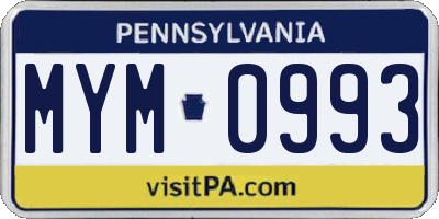 PA license plate MYM0993
