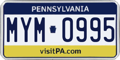 PA license plate MYM0995