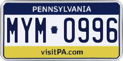 PA license plate MYM0996