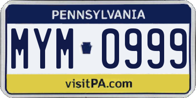 PA license plate MYM0999