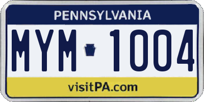 PA license plate MYM1004