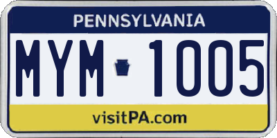 PA license plate MYM1005