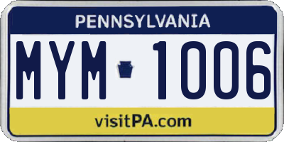 PA license plate MYM1006