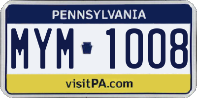 PA license plate MYM1008