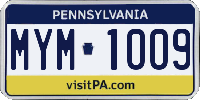 PA license plate MYM1009