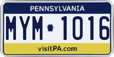 PA license plate MYM1016