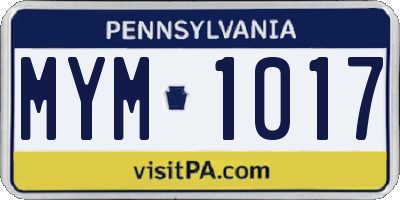 PA license plate MYM1017