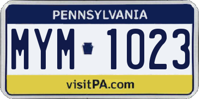 PA license plate MYM1023