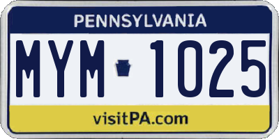PA license plate MYM1025
