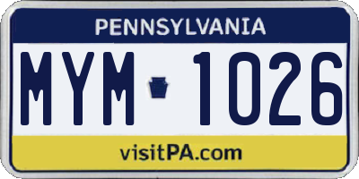 PA license plate MYM1026