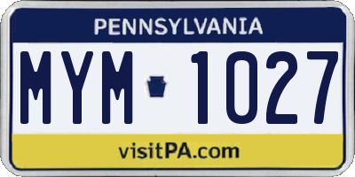 PA license plate MYM1027