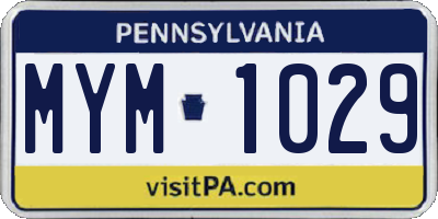 PA license plate MYM1029